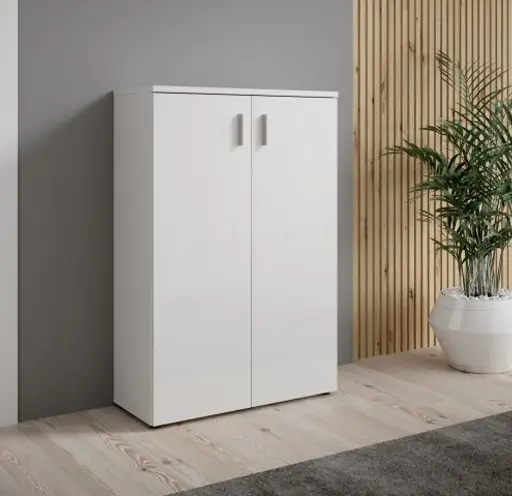 Schuhschrank - B ca. 80 cm, Weiß, Weiß Hochglanz