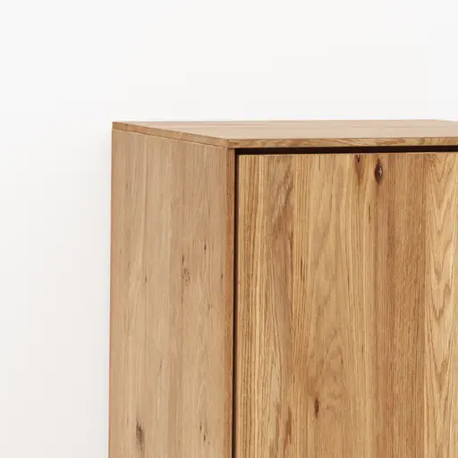 Hängevitrine Saratoga - Anschlag Rechts, Wildeiche massiv, natur geölt