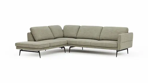 Ecksofa Estrela - Ecke links mit 2,5-Sitzer inkl. Rücken-/Armlehne verstellbar, Stoff, Olive