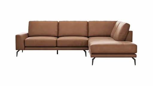 Ecksofa Redington - 2,5-Sitzer mit Ecke rechts, Leder, Cognac