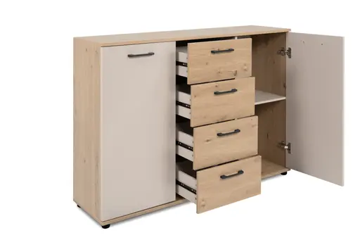Sideboard- B ca. 120 cm, Eiche Dekor, Beige