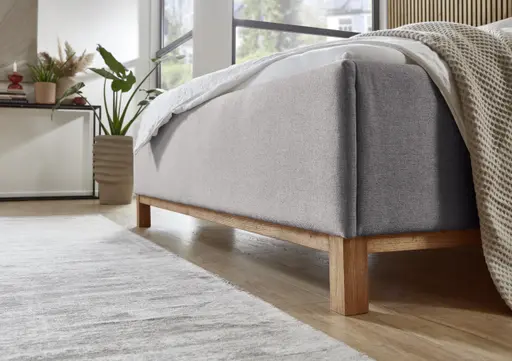 Polsterbett - Liegefläche ca. 180x200 cm, inkl. USB-Anschluss, Stoff, Silbergrau