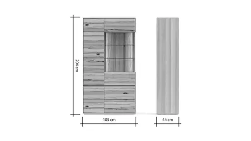 Vitrine Hillsboro - inkl. Beleuchtung, Buche/Kernbuche natur, geölt