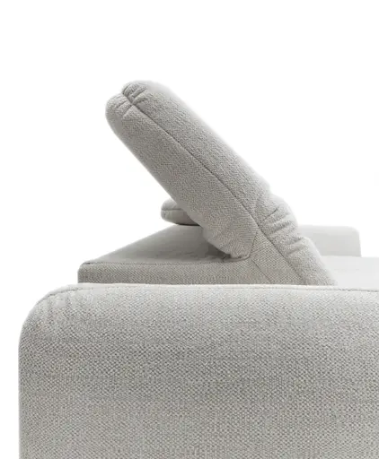 Ecksofa JAIMIE - 1,5-Sitzer mit Longchair rechts inkl. Relaxfunktion, verstellbare Kopfstütze, Stoff, Beige