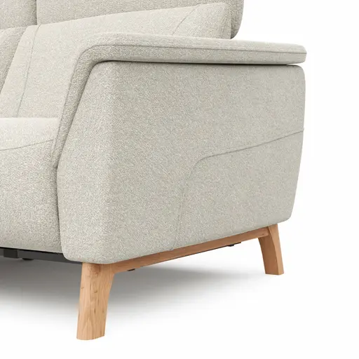 Ecksofa Nevin - Longchair links mit 2-Sitzer rechts, inkl. Relaxfunktion (motorisch) und Kopfpolsterverstellung, Stoff, Weiß