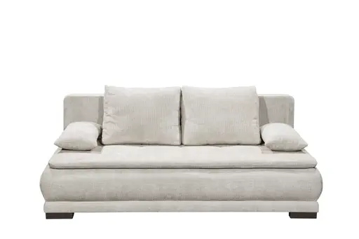Schlafsofa - 3-Sitzer inkl. Schlaffunktion mit Bettkasten, Stoff, Hellgrau
