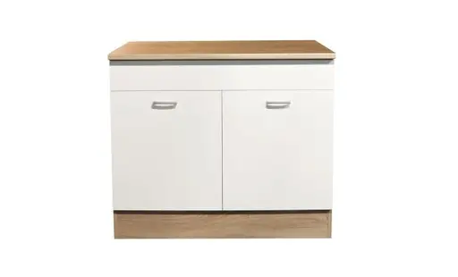 Spülenschrank- B ca. 100 cm, Eiche Dekor, Weiß, Matt