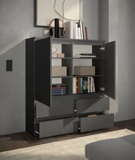 Highboard - B ca. 116 cm, Anthrazit