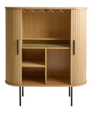 Highboard - B ca. 100 cm, Eiche Furnier, Natur