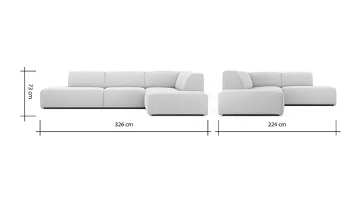 Ecksofa Elementos - Abschlusselement mit 1-Sitzer und Ecke rechts, Stoff, Grau
