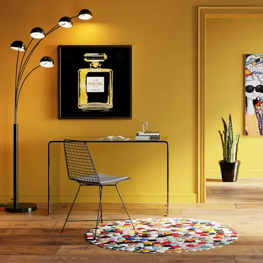 Teppich- D ca. 150 cm, Echtfell, Multicolor