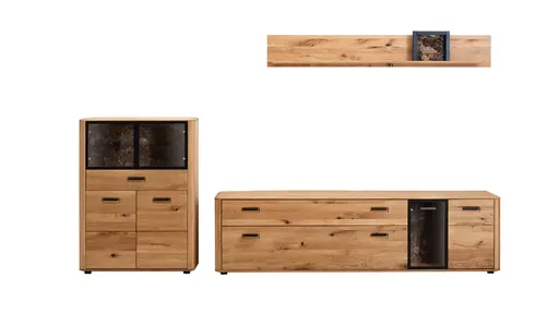 Wohnwand Vigo - Wildeiche massiv, Natur geölt