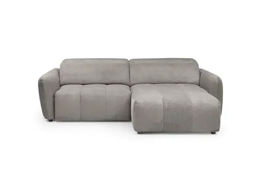 Ecksofa MADAN - 1,5-Sitzer mit Longchair rechts, Sitztiefe verstellbar motorisch, Kopfteil verstellbar, Stoff, Truffle