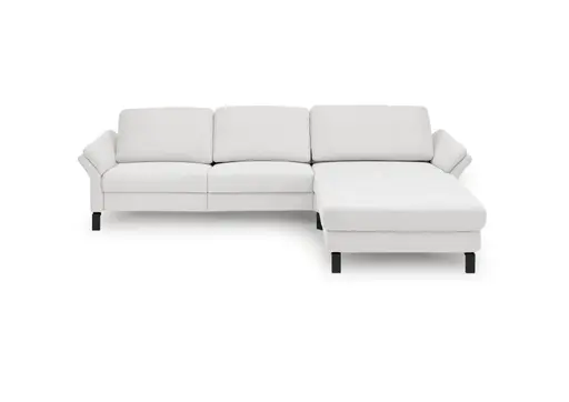 Ecksofa CALM PREMIUM 2.0 - 3-Sitzer mit Longchair rechts, Rückenlehne vertellbar, Stoff, Hellgrau