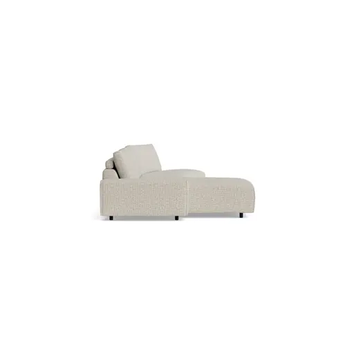 Ecksofa Serava Plus - Longchair links, Trapezelement, 1-Sitzer mit Anbauhocker, Stoff, Sand