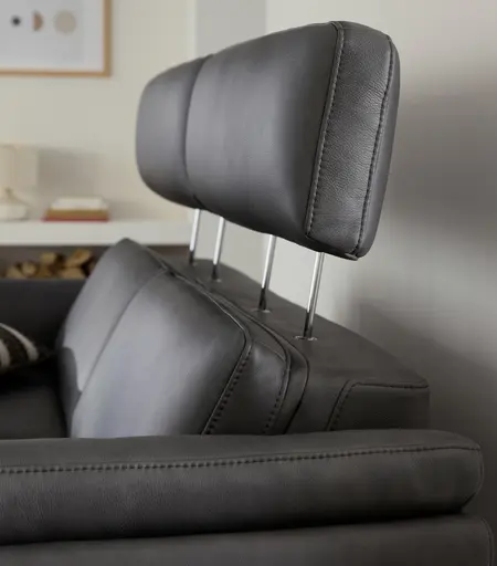 Sofa Atella - 2,5-Sitzer, inklusive Kopfteilverstellung, Leder, Anthrazit