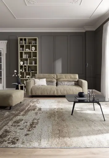 Sofa Arrezo - 3,5-Sitzer, Leder Taupe, Rücken verstellbar