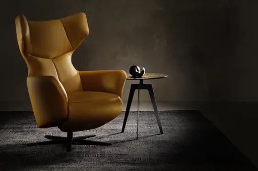 Sessel Noto Relax II - Rückenlehne und Fußteil verstellbar (motorisch), Leder, Kurkuma