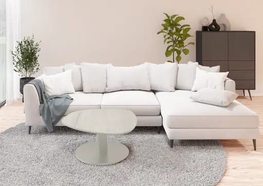 Couchtisch - höhenverstellbar, Durchmesser ca. 80 cm, Steingrau 