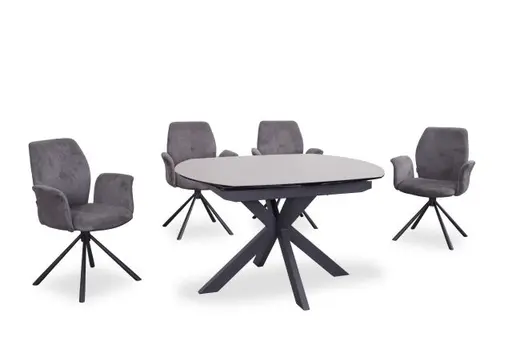 Armlehnstuhl MANOA - drehbar, Stoff, Dunkelgrau