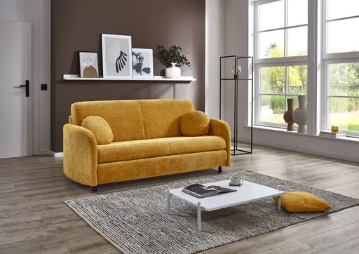 Faltbettsofa - Schlaffunktion, Stoff, Mais
