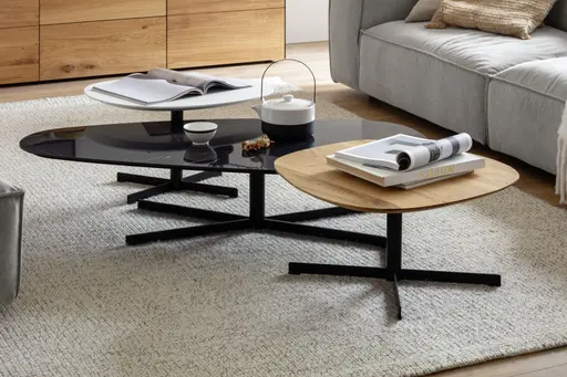 Couchtisch Eir - LBH ca. 58x118x28 cm, Keramik, Schwarz