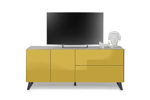 Lowboard - B ca. 181 cm, Goldgelb, Keramikoptik