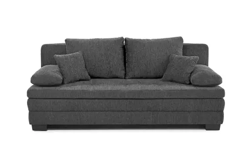 Sofa JONAH - 2-Sitzer inkl. Schlaffunktion und Bettkasten, Stoff, Dunkelgrau