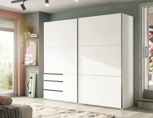 Schwebetürenschrank- B ca. 250 cm, Weiß