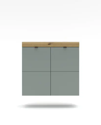 Schuhschrank - B ca. 90 cm, Schilfgrün, Artisan Eiche Nachbildung