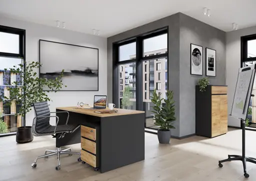 Rollcontainer GRIFFIN - Graphit, Eiche Nachbildung