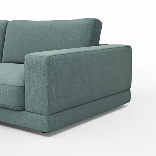 Ecksofa Juni - Longchair links mit 1,5-Sitzer, Stoff, Petrol