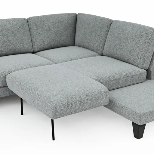 Ecksofa Oviedo - 2,5-Sitzer mit Ecke rechts inkl. Drehsitz, Stoff, Hellgrau