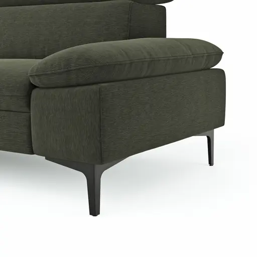 Ecksofa Felipa - Ecke links mit 2,5-Sitzer inkl. Kopfteil verstellbar, Stoff, Dunkelgrün