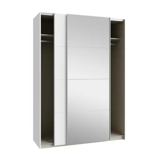 Schwebetürenschrank FREDDY 2- B ca. 150 cm, Weiß, Spiegel