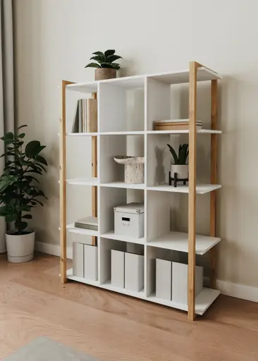 Regal - B ca. 107 cm, Weiß, Artisan Eiche Nachbildung