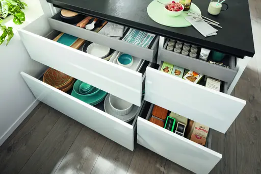 Inselküche 51.160 GL 10 520, Kristallweiß Hochglanz