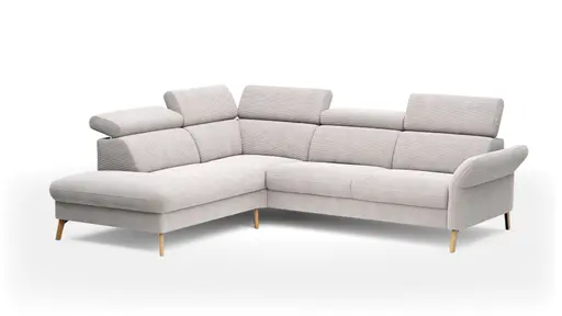 Sofa Maryville - Eckelement und Abschlussteil medium links mit 2,5-Sitzer, inkl. Kopfteil verstellbar, Stoff, Beige