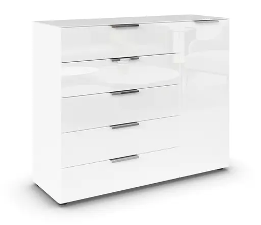 Kommode RIPP- Weiß, Glas, Weiß