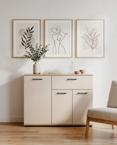 Sideboard- B ca. 100 cm, Eiche Dekor, Beige