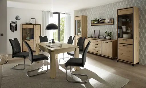 Vitrine FARIDA - Eiche Dekor, Schwarz