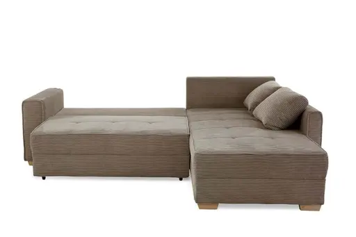 Ecksofa JAMELL - 2,5-Sitzer, Ecke rechts inkl. Schlaffunktion mit Bettkasten, Stoff, Taupe