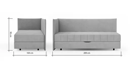 Polsterliege Evora - Liegefläche ca. 90x200 cm, Stoff, Hellgrau