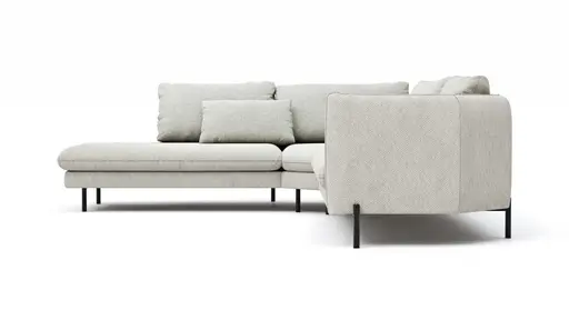 Ecksofa Birte - Ecke links, 2,5-Sitzer, Flachgewebe, Hellgrau