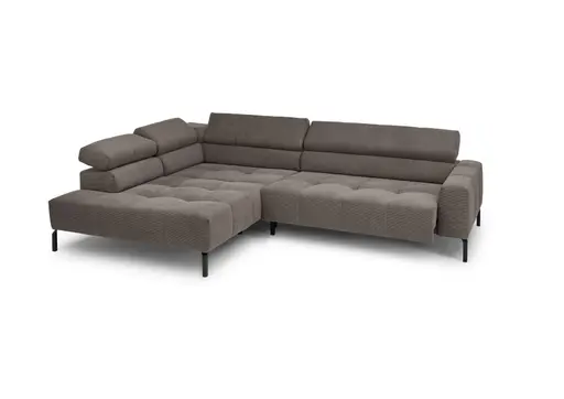 Ecksofa COLLEEN 2.0 - Ecke links und 2-Sitzer, Sitzvorzug motorisch, Feincord, Taupe