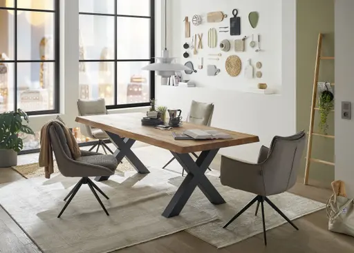 Stuhl MANDY - drehbar, Stoff, Graubeige