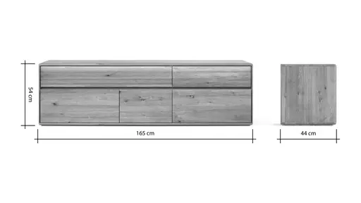Mediaboard Hillsboro - inkl. Beleuchtung, Wildeiche natur, geölt