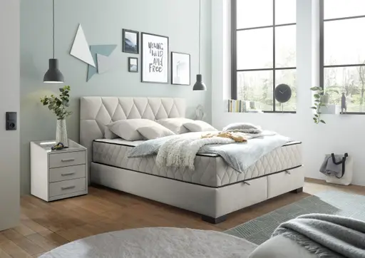 Boxbett - Liegefläche ca. 180x200 cm, Stoff, Sand