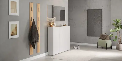 Schuhschrank GASIRA - B ca. 138 cm, Kaschmir, Navarra Eiche Nachbildung