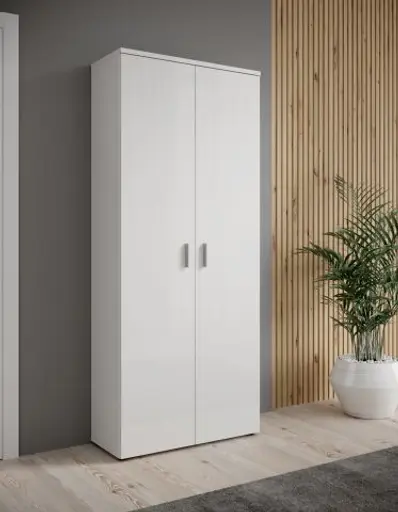 Schuhschrank - B ca. 80 cm, Weiß, Weiß Hochglanz